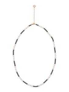 Faina Женское колье из бусин серебристого, белого и черного цвета