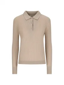 Рифленый рубашка-поло с воротником MAX MARA, бежевый