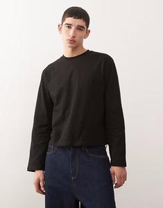 Укороченная футболка свободного кроя с длинными рукавами черного цвета Reclaimed Vintage