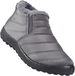 Женские зимние ботинки на снег, водонепроницаемые, легкие, с термо-подкладкой, без шнурков для холодной погоды Generic, Grey-B