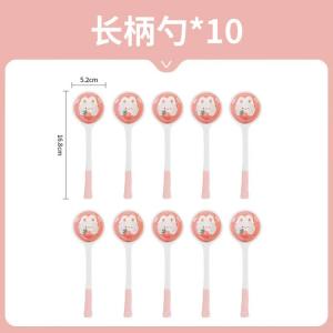 Ceramics Популярный набор посуды с кроликом и клубникой: керамическая миска, тарелка и палочки для еды, набор детской посуды с подглазурным покрытием, 10 витых ложек