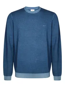 Свитер с вышитым логотипом Sun68, синий