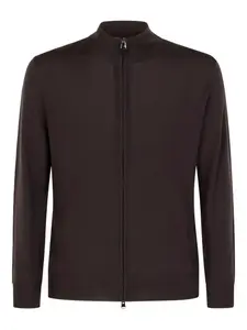 Кардиган с высоким воротом и застежкой-молнией спереди Canali, коричневый