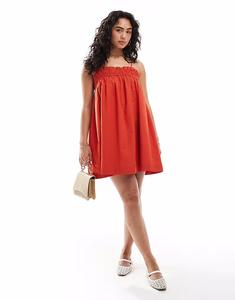 Платье-мини от Miss Selfridge из хлопка красного цвета