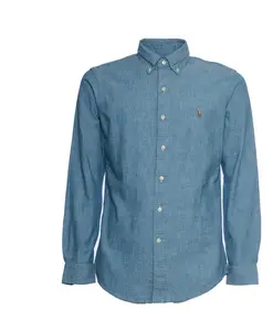 Рубашка из шамбре с вышитым конским хвостом Polo Ralph Lauren, синий