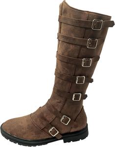 Унисекс средневековые пиратские ботинки Мужские ренессансные ботинки для Хэллоуина из PU-кожи Готические косплей ботинки Junqiako, коричневый