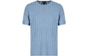 Emporio Armani Мужская футболка с круглым вырезом, синего цвета, умеренно прямого кроя