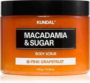 Скраб для тела с макадамией и сахаром, розовый грейпфрут, нежный скраб для тела с успокаивающим эффектом Kundal, 550 гр