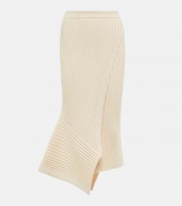 Юбка миди из ребристой ткани Stella McCartney, кремовый