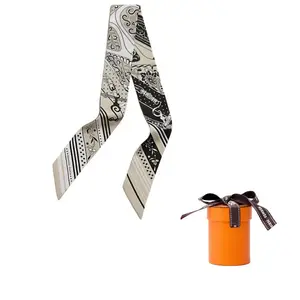 HERMES Шёлковый шарф Mulberry, Greige/Black