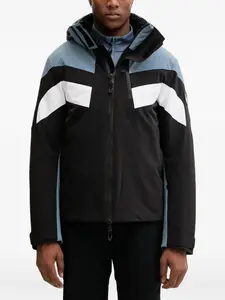 Лыжная куртка в стиле колор-блок с капюшоном Ea7 Emporio Armani, черный