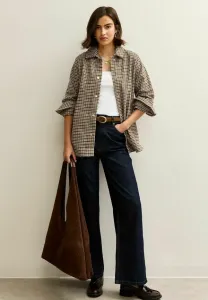 Куртка в клетку для межсезонья New Look, Brown Pattern