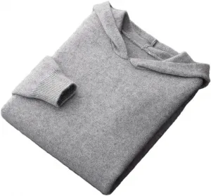 Мужской худи с карманом вязаный свитер