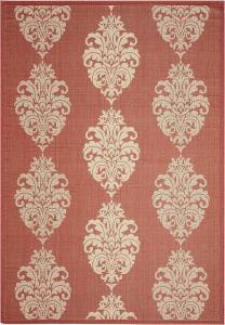 Ковер SAFAVIEH, 275 x 366 см, Washable Rug Outdoor Courtyard Collection - , красный и натуральный, не линяет и легко чистится, идеален для патио, заднего двора, прихожей (CY2720-3707)