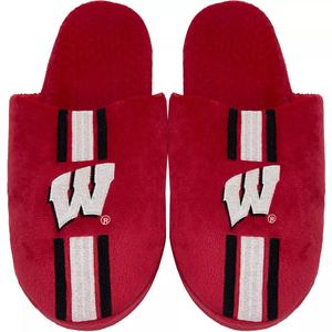 Мужские полосатые командные тапочки FOCO Wisconsin Badgers