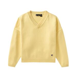 FILA Трикотажная кофта женская желтая с V-образным вырезом Moderate