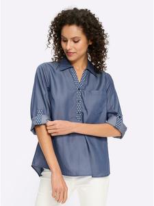 Heine Блузка с длинными рукавами, джинсово-синего цвета