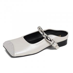 JIUXINGDAO Женские тапочки с закрытым носком на резиновой подошве, устойчивые к истиранию металла, экрю, цвет Ecru