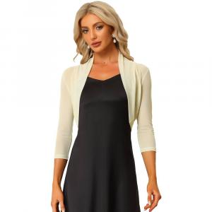 Женские полупрозрачные элегантные топы-болеро с длинными рукавами и плечами ALLEGRA K, цвет Apricot