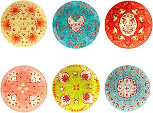 Certified International Francesca салатная/десертная тарелка 21,5 см, набор 6 шт, ассорти дизайнов, мультиколор