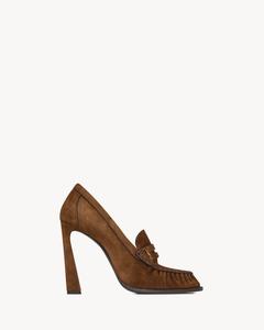 Туфли-лоферы из замши Saint Laurent, коричневый