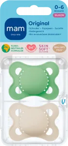 Соска Original однотонная силиконовая зеленая/кремовая 0-6 месяцев 2 шт. MAM