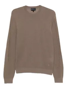 Фактурный свитер с круглым вырезом EMPORIO ARMANI, коричневый