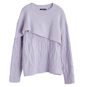 Свитер женский с круглым вырезом утолщенный ELLE, фиолетовый