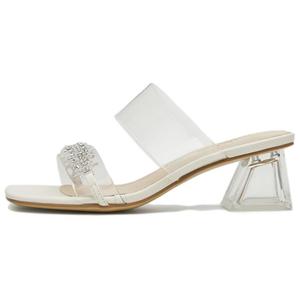 Тапочки-шлёпанцы женские Shenzhen City, Guangdong Province TATA, Прозрачные/Серебристые/Цвет экрю