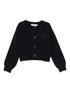 Кардиган с длинными рукавами и вышивкой ETRO KIDS, синий