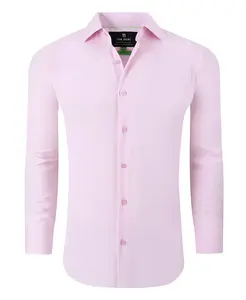 Мужская эластичная однотонная рубашка на пуговицах Tom Baine, розовый
