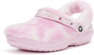 Сабо Унисекс Классические Меховые Сабо Crocs, белый/розовый