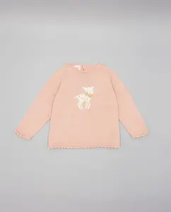 Детский трикотажный свитер с оленем и бантом Fina Ejerique, розовый