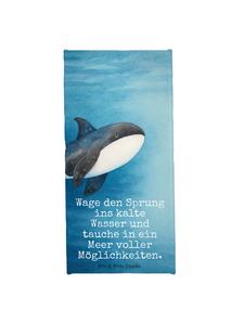Mr. & Mrs. Panda Полотенце с изображением косатки и надписью белого цвета