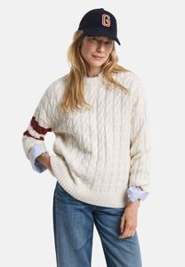Джемпер GANT CONTRAST STRIPED CABLE C-NECK, Cream/Off-White