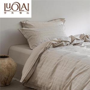 LUOLAI HOME Комплект постельного белья 4 предмета, 180 см, простыня, пододеяльник 200x230 см, 2 наволочки, Dongfang Yama, клетка, LW