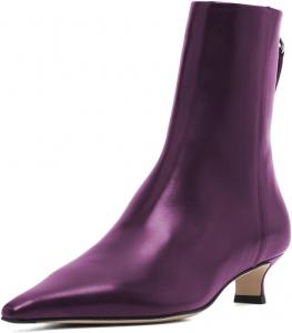 Женские классические закрытые ботильоны с низким каблуком-стилетом, застежкой на молнию сзади, формальная обувь для работы и офиса, размеры 4-16 US Wo wagas, Purple