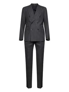 Двубортный костюм в полоску Tagliatore, серый