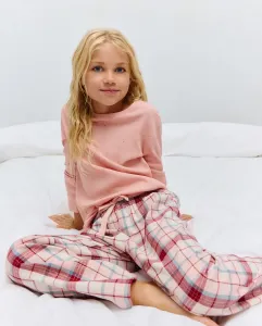 Длинные брюки в клетку с красным люрексом для девочки Cotton Juice