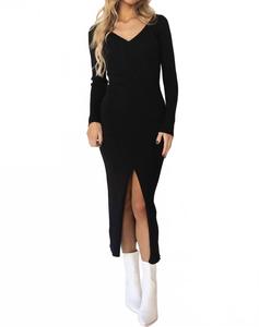 Свитер миди-платье Glenda в черном цвете ASTR