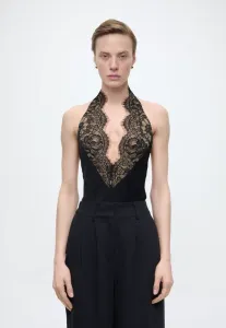 Блузка-Боди из атласа с завязками на шее elviria Bardot, Black