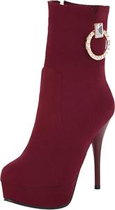 Элегантные женские ботильоны на шпильке с круглым носком Renessmi, Claret 6