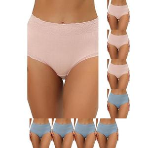 9 пар женских трусиков с высокой талией, утягивающие, комфортные, с кружевной отделкой и резинкой Inspire Chic, Light Blue Beige Pink