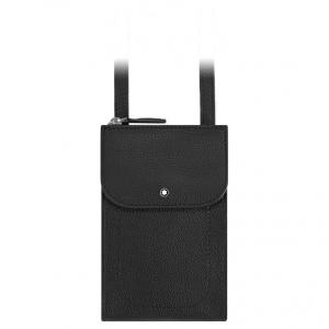 MONTBLANC Кожаная наплечная сумка через плечо мужская черная маленькая чехол для телефона
