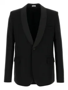 Блейзер из шерсти с шалевым воротником Alexander McQueen, черный
