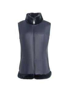 Жилет из искусственной овчины с воротником-стойкой Made For Generations Ultralite на молнии WOLFIE FURS, цвет Navy Blue
