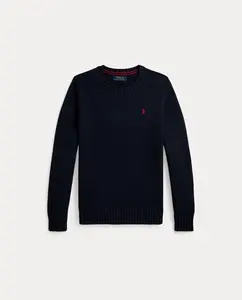 Унисекс джемпер из хлопка с круглым вырезом Polo Ralph Lauren, темно-синий