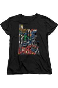 Женская футболка с коротким рукавом «Лига Справедливости Америки» Gildan, черный