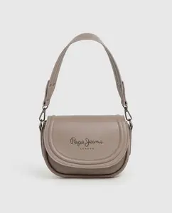 Женская сумка через плечо Crisha Code с клапаном с логотипом и двойным ремнем Pepe Jeans, серый