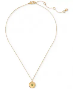 Ожерелье с круглой подвеской золотистого цвета с искрами, 16 дюймов + удлинитель 3 дюйма Kate Spade New York, green/gold